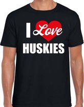 I love Huskies honden t-shirt zwart - heren - Husky liefhebber cadeau shirt S