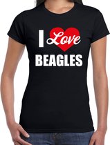 I love Beagles honden t-shirt zwart - dames - Beagles liefhebber cadeau shirt 2XL