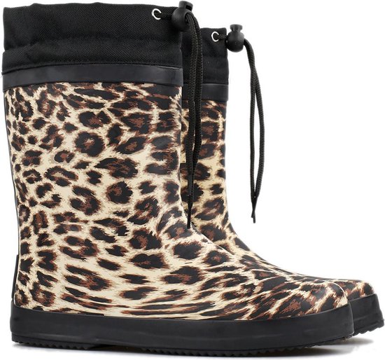 *gevoerd* FashionBootZ regenlaarzen leopard Bruin