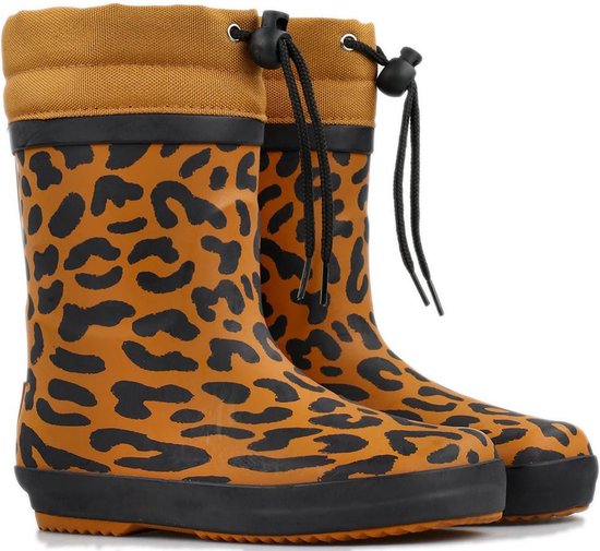 *gevoerd* FashionBootZ regenlaarsjes leopard Bruin - Zwart-27.5