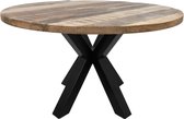 HSM Collection - Ronde eettafel - ø130 cm - massief mangohout/metaal