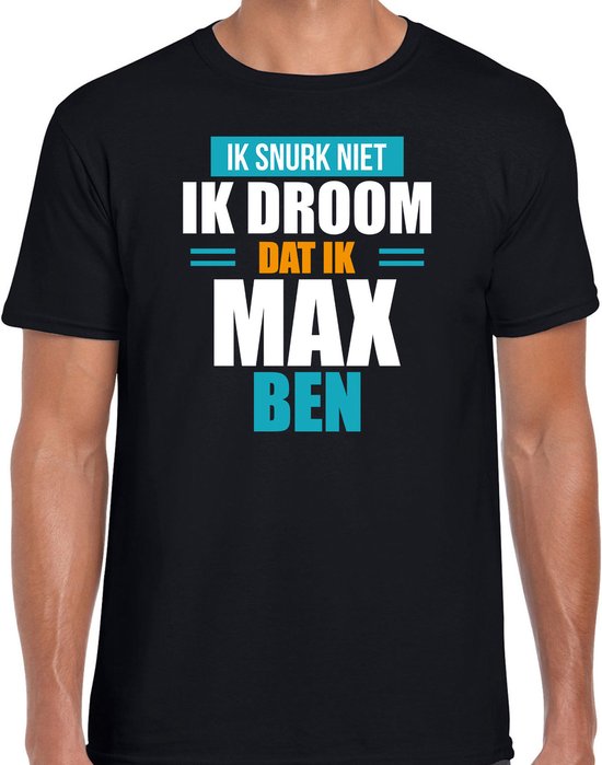 Foto: Snurk niet droom dat ik max ben fun tekst slaapshirt pyjama shirt zwart heren grappig slaapshirt slaap kleding t shirt xl