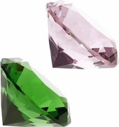 Nep edelstenen/diamanten van glas 4 cm doorsnede roze en groen - decoratie of speelgoed