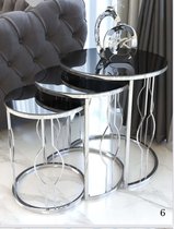 Bijzettafel 3 delig set zilver antaciet Spiegel  Luxury modern design bijzet tafel van MYNgoods.