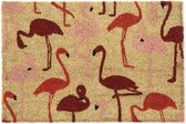 Relaxdays deurmat kokos - flamingo's - voetmat - 40 x 60 cm - kokosmat - tropisch - natuur