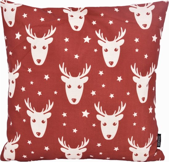Kerst 'Deer & Stars' Kussenhoes | Katoen / Linnen | 45 x 45 cm