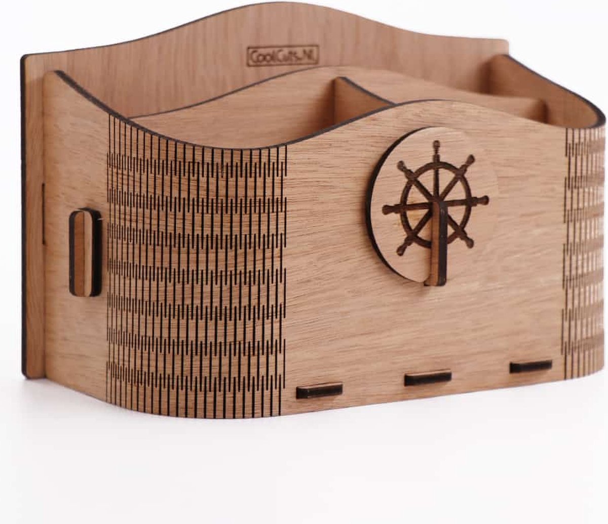 Houten bureau organizer met meerdere vakken _ pennenhouder voor kantoor en thuis _ Bruin | CoolCuts