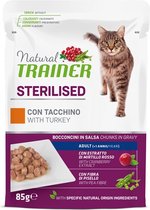 Natural trainer cat sterilised turkey pouch kattenvoer 12x85 gr
