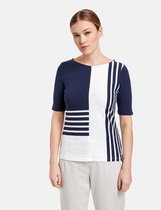 GERRY WEBER Dames Shirt met gepatchte look, organic cotton