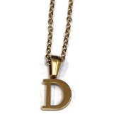 Initiaal ketting-letter D- chirurgisch staal-goudkleurig-45cm - dames