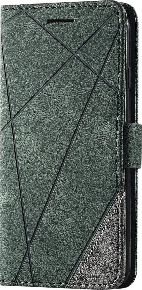 Mobigear Telefoonhoesje geschikt voor Apple iPhone SE (2020) Hoesje | Mobigear Rhombus Bookcase Portemonnee | Pasjeshouder voor 2 Pasjes | Telefoonhoesje voor Pinpas / OV Kaart / Rijbewijs - Groen