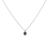 The Jewelry Collection Ketting Saffier En Diamant 0.05ct H Si 39 - 42 cm - Witgoud