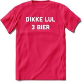 Dikke lul 3 Bier T-Shirt | Unisex Kleding | Dames - Heren Feest shirt | Drank | Grappig Verjaardag Cadeau tekst | - Roze - S