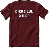 Dikke lul 3 Bier T-Shirt | Unisex Kleding | Dames - Heren Feest shirt | Drank | Grappig Verjaardag Cadeau tekst | - Burgundy - L