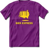 Bier express T-Shirt | Unisex Kleding | Dames - Heren Feest shirt | Drank | Grappig Verjaardag Cadeau tekst | - Paars - M