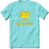 Bier express T-Shirt | Unisex Kleding | Dames - Heren Feest shirt | Drank | Grappig Verjaardag Cadeau tekst | - Licht Blauw - L