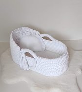 ByFame- babySara babymand - mozesmand - wit - handgemaakt - 100% katoen - inclusief matrasje