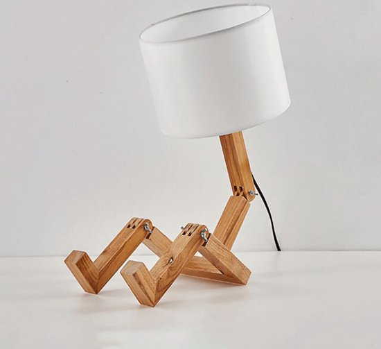 Gelukkig is dat Vooruitgaan Voorlopige Moderne Houten Lamp - Robot Vorm - Tafellamp - Lampenkap - Spotlight Lamp -  Voor... | bol.com