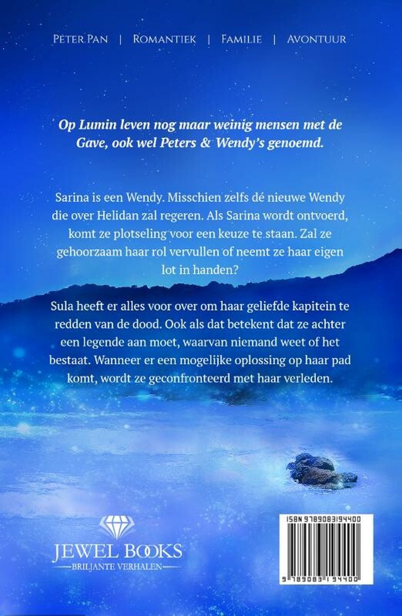 Boekrug van 'De nieuwe Wendy'. De tekst is in het Nederlands.