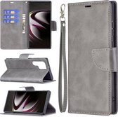 Samsung Galaxy S22 Ultra Hoesje - MobyDefend Wallet Book Case Met Koord - Grijs - GSM Hoesje - Telefoonhoesje Geschikt Voor: Samsung Galaxy S22 Ultra