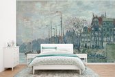 Behang - Fotobehang Zaandam the dike - Schilderij van Claude Monet - Breedte 320 cm x hoogte 240 cm
