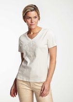 Tramontana | T-Shirt Leaves Embroidery | Cream | Maat XS