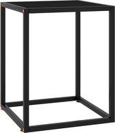 vidaXL Theetafel met zwart glas 40x40x50 cm zwart