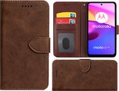 Motorola Moto E30/ Moto E40 Hoesje - Bookcase - Pu Leder Wallet Book Case Bruin Cover