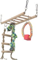 Trixie hangbrug met touwladder & speelgoed hamster hout 29x9x25 cm