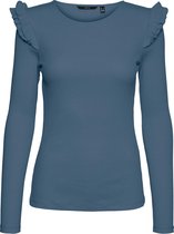 Vero Moda T-shirt Vmisla Ls Frill Top Jrs Ga 10257948 China Blue Dames Maat - S