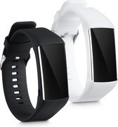 kwmobile 2x armband voor Polar A360 / A370 - Bandjes voor fitnesstracker in zwart / wit