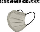 Winter wegwerp mondmaskers pastel - Khaki - per 5 stuks