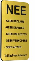 NEE Geen Reclame Sticker - Kranten - Collectes - Verkopers - Advies - Brievenbus Sticker - Goud Look - Zelfklevend - 50 mm x 80 mm x 1,6 mm - YFE-Design