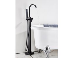 SaniSupreme® Badkraan Sienna vrijstaand model met handdouche mat zwart hoge uitloop