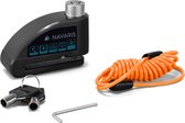 Navaris motor remklauw 110 dB slot - Geschikt voor motor, scooter, snorfiets - Zwart - Met herinneringkabel