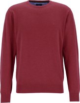 Redmond heren trui katoen - O-hals - bordeaux rood - Maat: XL