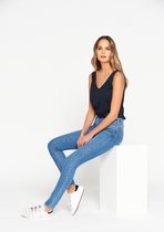 LOLALIZA Tank top met V-hals - Marine Blauw - Maat XS