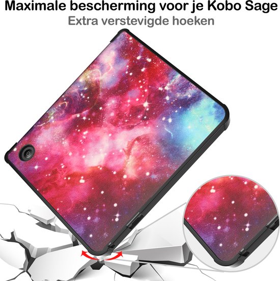 Hoesje Geschikt voor Kobo Sage Hoesje Luxe Bescherm Case Trifold - Hoes Geschikt voor Kobo Sage Hoes Book Cover - Galaxy van Hoesje  — afbeelding 4