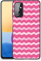 Smartphone Hoesje Geschikt voor Samsung Galaxy M52 Bumper Hoesje met Zwarte rand Waves Pink