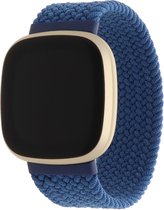 Bandje Voor Fitbit Versa 3 / Sense Nylon Gevlochten Solo Band - Atlantische Blauw - Maat: L - Horlogebandje, Armband