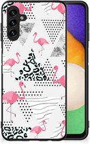 GSM Hoesje Geschikt voor Samsung Galaxy A13 5G | Geschikt voor Samsung Galaxy A04s Leuk TPU Back Cover met Zwarte rand Flamingo Triangle