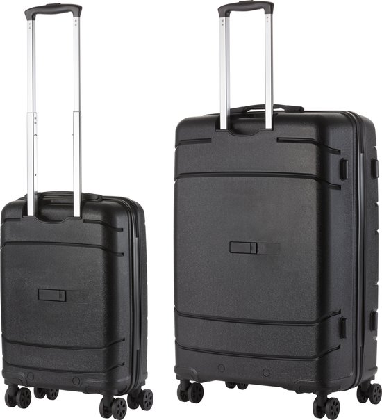TravelZ Big Bars Kofferset 2-delig - Handbagage 35L en Grote Koffer 106L - Zwart - Travelz