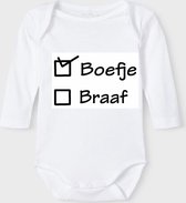 Baby Rompertje met tekst 'Boefje, Braaf' | Lange mouw l | wit zwart | maat 62/68 | cadeau | Kraamcadeau | Kraamkado