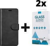 Kunstleer Bookcase Hoesje Met Pasjeshouder Samsung Galaxy S20 Zwart - 2x Gratis Screen Protector - Telefoonhoesje - Smartphonehoesje