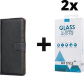 Kunstleer Bookcase Hoesje Met Pasjeshouder Samsung Galaxy S20 Plus Zwart - 2x Gratis Screen Protector - Telefoonhoesje - Smartphonehoesje