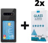 Crystal Backcase Shockproof Met Pasjeshouder Hoesje Samsung S10e Transparant - 2x Gratis Screen Protector - Telefoonhoesje - Smartphonehoesje