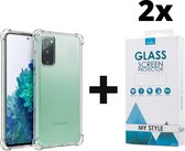 Crystal Backcase Transparant Shockproof Hoesje Samsung Galaxy S20 FE - 2x Gratis Screen Protector - Telefoonhoesje - Smartphonehoesje