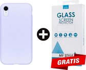 Siliconen Backcover Hoesje iPhone XR Paars - Gratis Screen Protector - Telefoonhoesje - Smartphonehoesje