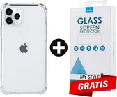 Crystal Backcase Transparant Shockproof Hoesje iPhone 12 Pro - Gratis Screen Protector - Telefoonhoesje - Smartphonehoesje