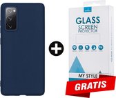 Siliconen Backcover Hoesje Samsung Galaxy A41 Blauw - Gratis Screen Protector - Telefoonhoesje - Smartphonehoesje